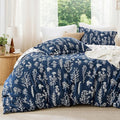 Bedsure Twin/Twin XL Comforter Set - Navy Bed Set, 2 Pieces Cute Floral Bedding, 1 Soft Reversible Botanical Flowers Comforter and 1 Pillow Sham