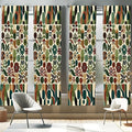Ambesonne Scandinavian Window Curtains Pack of 2, Abstract Geometric Art of Leaves and Flowers with Bohemian Feel, Lightweight Set with Rod Pocket, 4 Panels of - 28" x 63", Olive Green Redwood Beige