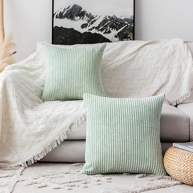 Home Brilliant Decorative Spring Pillow Covers for Couch Sage Green Throw Pillow Covers 45x45 Set of 2 18 x 18 Pillow Cover Sofa Bench Decor, 18x18 inch, Mint