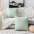 Home Brilliant Spring Pillow Covers Green 20x20 Super Soft Striped Velvet Throw Pillows for Couch Living Room Decor, Set of 2, 20 x 20 Inch, Mint