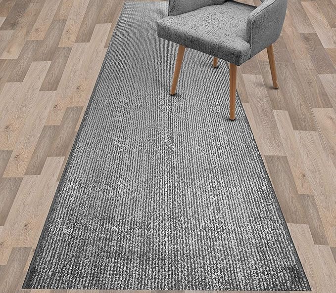 Custom Length Cut to Size Wide Width Carpet Runner Rug for Hallways, Skid Resistant Latex Rubber Backed, 31 inch Wide X Customized Length, Stripe Grey, 31 inch X 20 feet