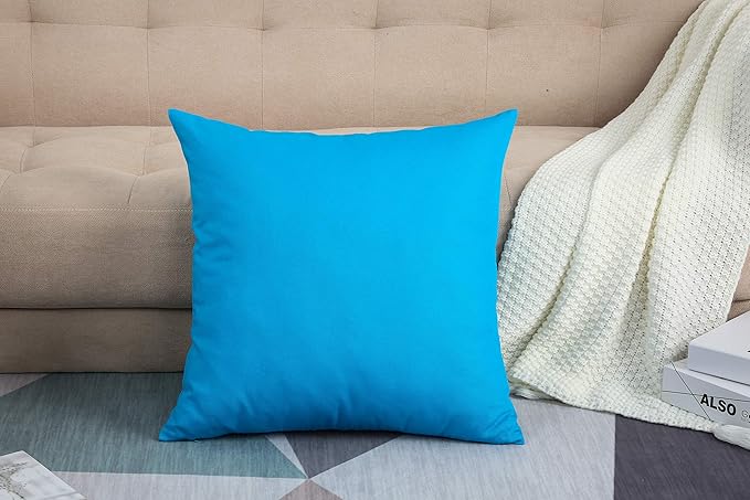 TangDepot Handmade Decorative Solid 100% Cotton Canvas Throw Pillow Covers /Pillow Shams, (18" x18" , Pacific Blue, 1 Count (Pack of 1))