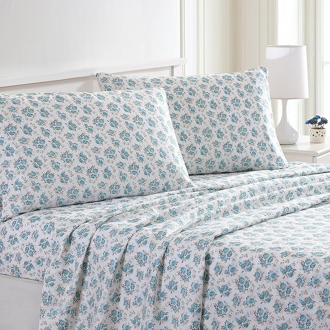 Modern Threads Printed 3-Piece Extra Soft Bedding Sheets & Pillowcase Set, Deep Pocket up to 16 inch Mattress Forever Roses Twin