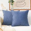 Home Brilliant Linen Decorative Pillow Cover Burlap Denim Throw Pillow Covers for Couch Sofa, 22x22 inch, 55x55 cm, Navy Blue