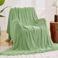 inhand Basil Throw Blanket for Couch Bed,Chunky Chenille Woven Soft Warm Christmas Blankets Gifts for Women with Tassels,Lightweight Cozy Boho Farmhouse Fall Winter Decor,50"x60",Medium Thick