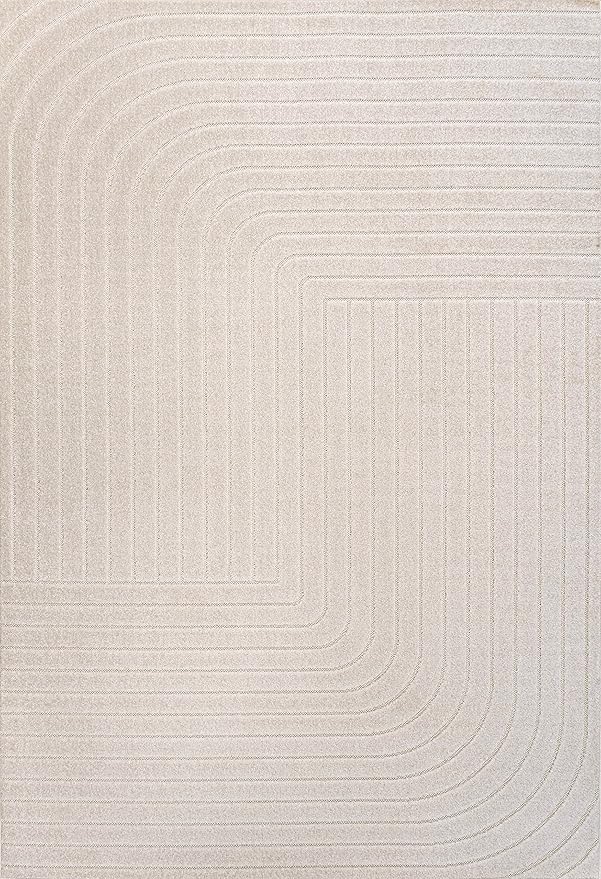 Eyely NCS101A-9 Scandinavian Odense Minimalist Angle Geometric Indoor Rug, Pet Friendly, Non-Shedding, Stain Resistant, Easy-Cleaning, Ivory/Cream, 9 ft. x 12 ft., Indoor/Outdoor, Area Rug