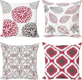 Ambesonne Vintage Throw Pillow Cushion Case Pack of 4, Bohemian Ornamental Leaves Dahlia Pattern Geometric Art Curlicue Motif, Modern Accent Double-Sided Digital Printing, 24", Raspberry Taupe White