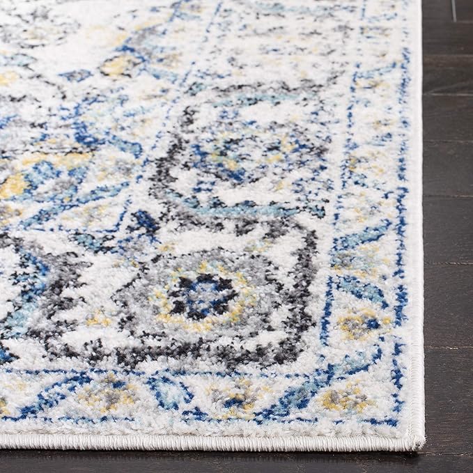 SAFAVIEH Madison Collection Area Rug - 10' x 14', Grey & Ivory, Snowflake Medallion Distressed Design, Non-Shedding & Easy Care, Ideal for High Traffic Areas in Living Room, Bedroom (MAD603F)