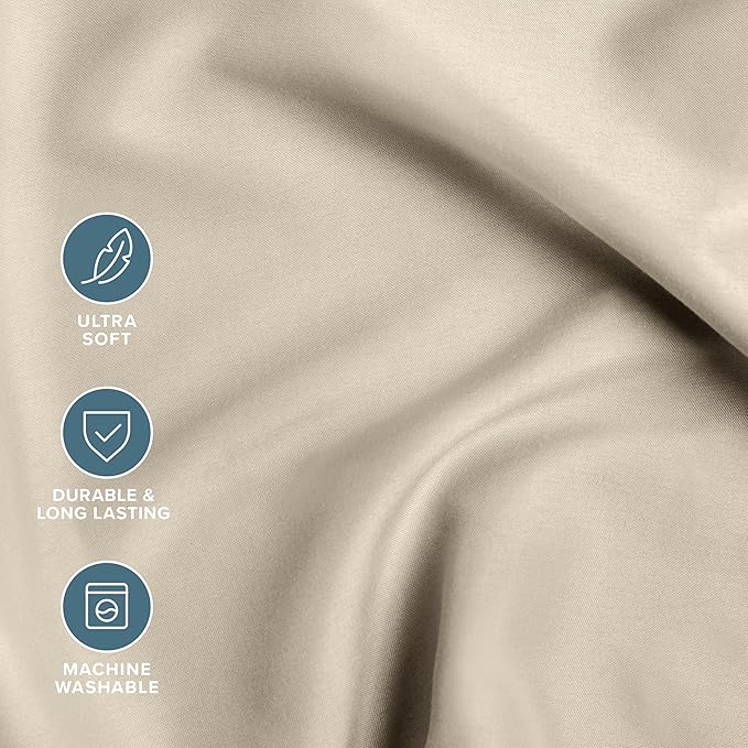 Bare Home Bed-in-A-Bag 5 Piece Comforter & Sheet Set - Twin - Goose Down Alternative - Ultra-Soft 1800 Premium Bed Set (Twin, Sand/Sand)