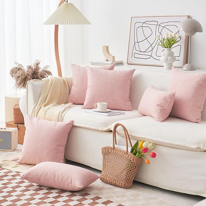 Home Brilliant Pillow Covers 12x20 Decorative Throw Pillow Cover Rectangular Cushion Cover for Sofa, Oblong, 30 x 50 cm, Set of 2, Baby Pink