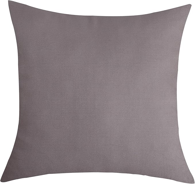 TangDepot Handmade Decorative Solid 100% Cotton Canvas Throw Pillow Covers/Pillow Shams, (20"x20", Taupe)