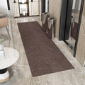 Ottomanson 2'7" x 21' Ultra-Thin Hallway Runner Rug - Durable Non-Slip Carpet for High-Traffic Areas - Fits Under Doors for Seamless Entry - Ideal for Kitchen, Entryway, Bedroom & Living Room, Brown