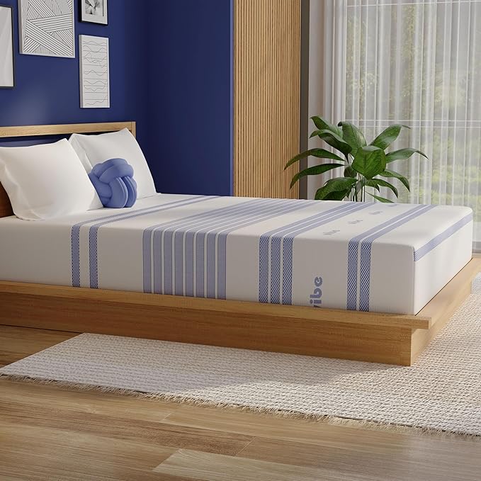 Vibe Gel Memory Foam Mattress, 12-Inch CertiPUR-US Certified Bed-in-a-Box, Queen, White