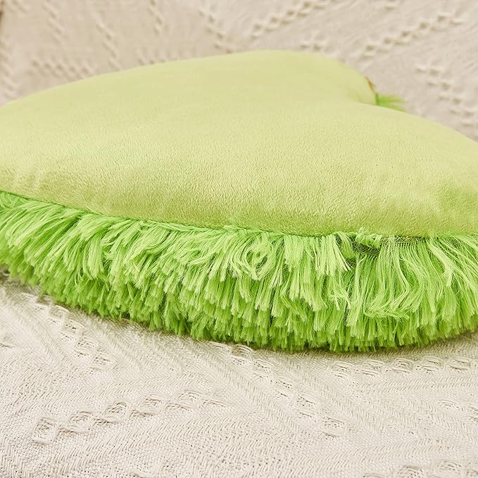 MOOWOO Fluffy Heart Pillow, Faux Fur Throw Pillow,Sherpa Plush Fluffy, Cute Soft Throw Cushion, Valentines Day,Thanks Giving Days,Christmas Day Decorative for Home Bed Couch Heart Shape
