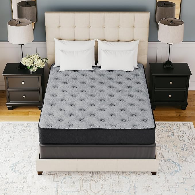 Signature Design by Ashley Queen Size Comfort Plus 10 Inch Hybrid Mattress with Lumbar Support Gel Memory Foam, Fiberglass Free, Mattress In A Box