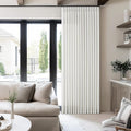 Pinch Pleated Extra Wide Linen Curtains 84 Inches Long for Patio Sliding Glass Door 60 Inch Wide Pleated Drapes with Hooks Rings Neutral Semi Sheer 60x84 Curtain for Living Room 1 Panel Ivory Birch