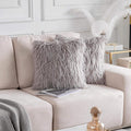 Home Brilliant Gray Pillow Covers Set of 2 Decorative Throw Pillow Covers Case Faux Fur Large Cushion Cover for Bench 24 x 24 Inch, 60x60cm, Light Grey