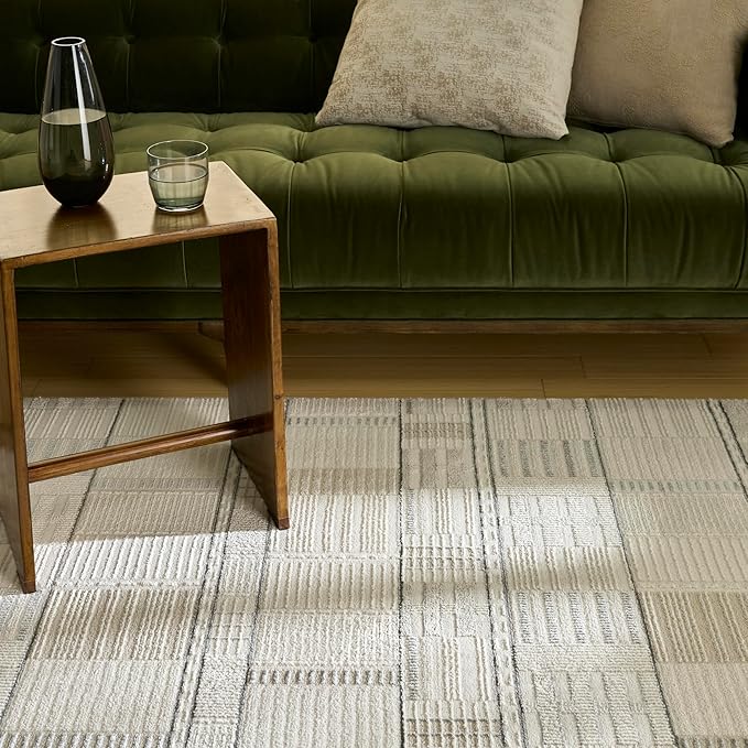 Nourison Nordic Ivory Grey 5' x 7' Scandinavian Area Rug - Easy Clean, Non Shedding, Bed Room, Living Room, Dining Room, Kitchen (5' x 7')