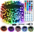 Brizled Christmas String Lights, 33ft 100 LED Color Changing Christmas Lights with Remote, RGB Christmas Tree Light Dimmable Music Plugin Mini Xmas Light Outdoor for Xmas Party Home
