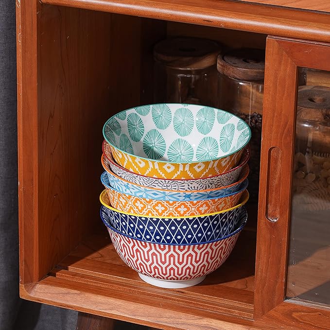 Selamica Porcelain Ice Cream Bowls Set of 6, Small Bowls, Ceramic bowls for Dessert, Ice Cream, Variety of Colors