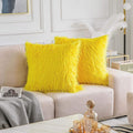 Home Brilliant Yellow Fur Spring Pillow Covers Furry Fuzzy Accent Throw Pillow Covers Decorative for Couch Sofa Bed Holiday Fall Winter Decoration Girl Gift, Set of 2 (18 x 18 Inch, Yellow)