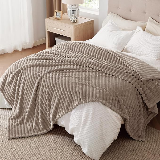 Bedsure GentleSoft Mocha Meringue Fleece Blanket for Couch - Cozy Soft Blankets for Women, Cute Small Throws for Girls, 108x90 Inches