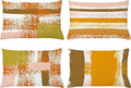 Ambesonne Grunge Throw Pillow CushiCase Pack 4, Abstract Design Simplistic Minimal Stripes Brushstrokes Contemporary Print, Modern Accent Double-Sided Digital Printing, 20" x 12", Orange Rose and Fawn