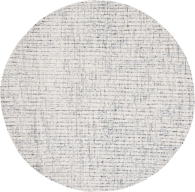 SAFAVIEH Abstract Collection Area Rug - 4' Round, Grey & Ivory, Handmade Wool, Ideal for High Traffic Areas in Living Room, Bedroom (ABT468J)