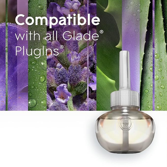 Glade PlugIns Refills Air Freshener, Scented and Essential Oils for Home and Bathroom, Tranquil Lavender & Aloe, 3.35 Fl Oz, 5 Count