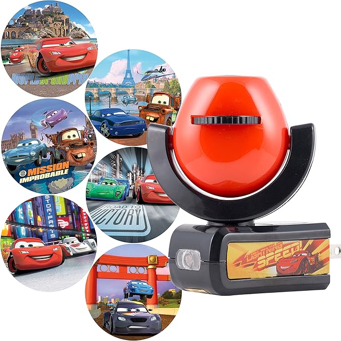 Projectables Pixar Cars LED Kids Night Light, Plug-In, Projector, Dusk-to-Dawn, Lightning McQueen, Galaxy Light, Hallway, Bedroom, Nursery, Playroom, Gaming Room, 11740