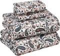 RUVANTI 100% Cotton King Size Sheets Set, 4 Pieces, Soft & Breathable Percale Weave Bedding, Deep Pocket 16", Hotel Standard, Crisp Cool Feel, Durable, Perfect Floral Bed Sheet, Teal Paisley