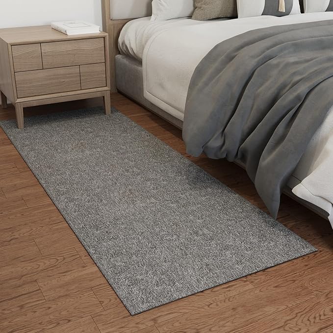 Ottomanson 2'7" x 6' Ultra-Thin Hallway Runner Rug - Durable Non-Slip Carpet for High-Traffic Areas - Fits Under Doors for Seamless Entry - Ideal for Kitchen, Entryway, Bedroom & Living Room, Gray