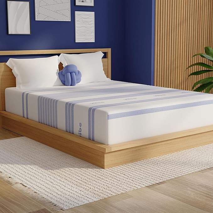 Vibe Gel Memory Foam Mattress, Fiberglass Free 10-Inch CertiPUR-US Certified Bed-in-a-Box, King, White