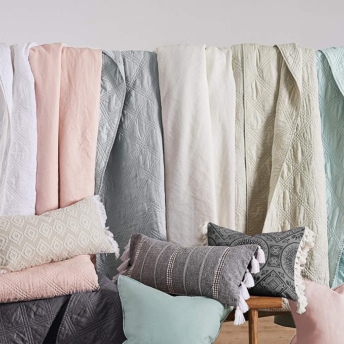 Levtex Home - 100% Linen Front/100% Cotton Back - Full/Queen Quilt - Washed Linen - Natural - Quilt Size (88 x 92in.)