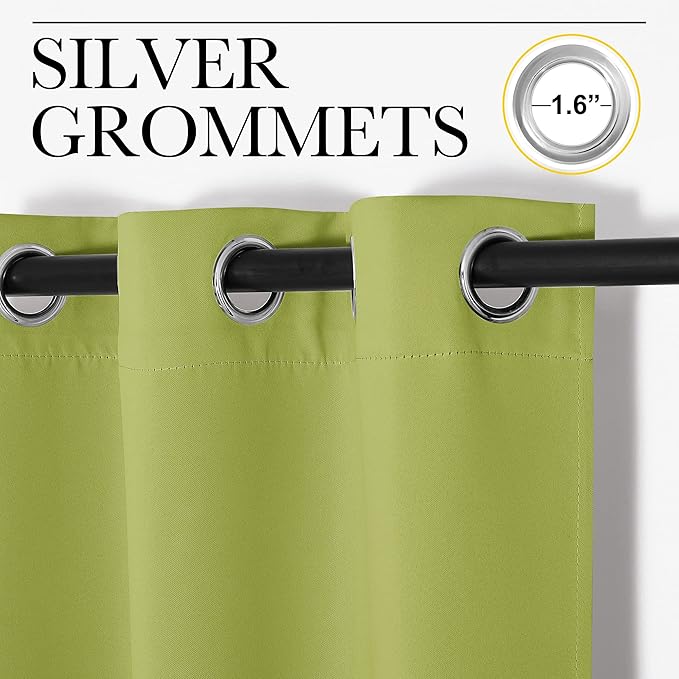 NICETOWN Window Treatment Thermal Insulated Solid Grommet Blackout Curtains/Drapes for Bedroom (2-Pack, 42 by 84 Long, Fresh Green)