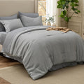 Bedsure King Size Comforter Set Dark Grey - Bed in a Bag King Bedding 7 Pieces, Cationic Dyed Bed Set Gift for Family, Dark Grey Soft Bedding for All Seasons Comforter with Sheets, Pillowcases & Shams