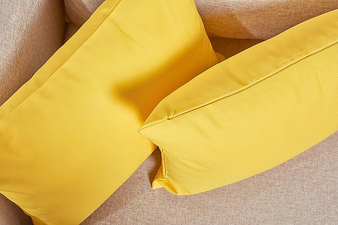TangDepot Handmade Decorative Solid 100% Cotton Canvas Throw Pillow Covers/Pillow Shams, (28"x28", Yellow)