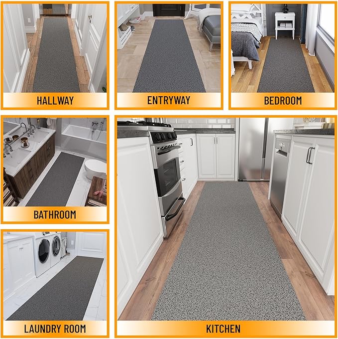 Ottomanson 3' x 22' Shaggy Runner Rug - Plush & Cozy Non-Slip Carpet for Bedroom, Living Room, Bathroom & Entryway - Durable & High-Traffic Friendly for Hallways & Dorms, Gray