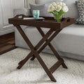 Folding TV Tray Table - Contemporary Side Table with Removable Tray Top for Food Serving, Decor, or Meals - Portable End Furniture for Living Room, Bedroom, or Home Office by Lavish Home (Brown)