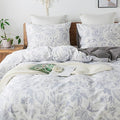 HoneiLife Queen Duvet Cover Set - 100% Cotton Comforter Cover Floral Duvet Cover Sets,Soft & Breathable Duvet Cover with Zipper Closure and Corner Ties,3pcs Wildflower Comforter Cover Sets-Herbs