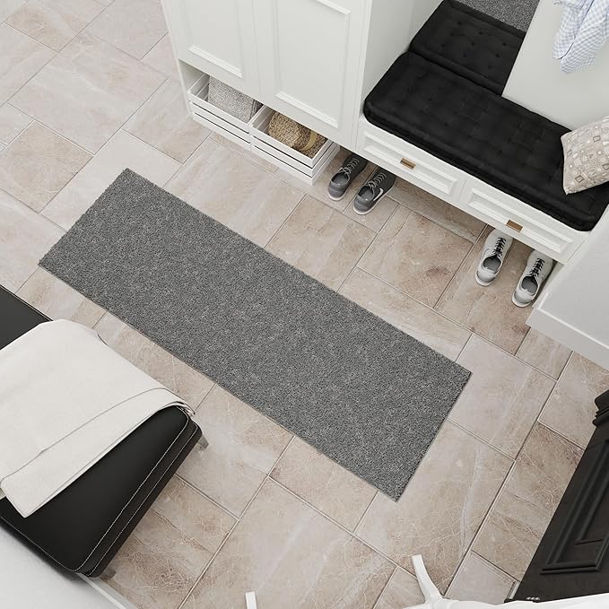 Ottomanson 3' x 5' Shaggy Area Rug - Plush & Cozy Non-Slip Carpet for Bedroom, Living Room & Nursery - Non Shedding & Durable for High-Traffic Areas, Gray