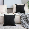 Home Brilliant Pillow Covers Super Soft Striped Corduroy Spring Fall Decorative Euro Sham for Couch, Set of 2, 26 x 26 inch, Black
