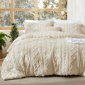 Bedsure Tufted Boho Comforter Set California King Size - Beige Boho Bed Set, GentleSoft™ 3 Pieces Farmhouse Shabby Chic Embroidery Bedding, Gifts for Woman, Soft Jacquard Comforter for All Seasons