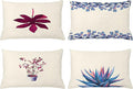 Ambesonne Botanical Throw Pillow Cushion Case Pack of 4, Minimalist Watercolor Painting Leaves Agave Branches Plant in a Pot, Modern Accent Double-Sided Printing, 20" x 12", Dark Pink and Ceil Blue