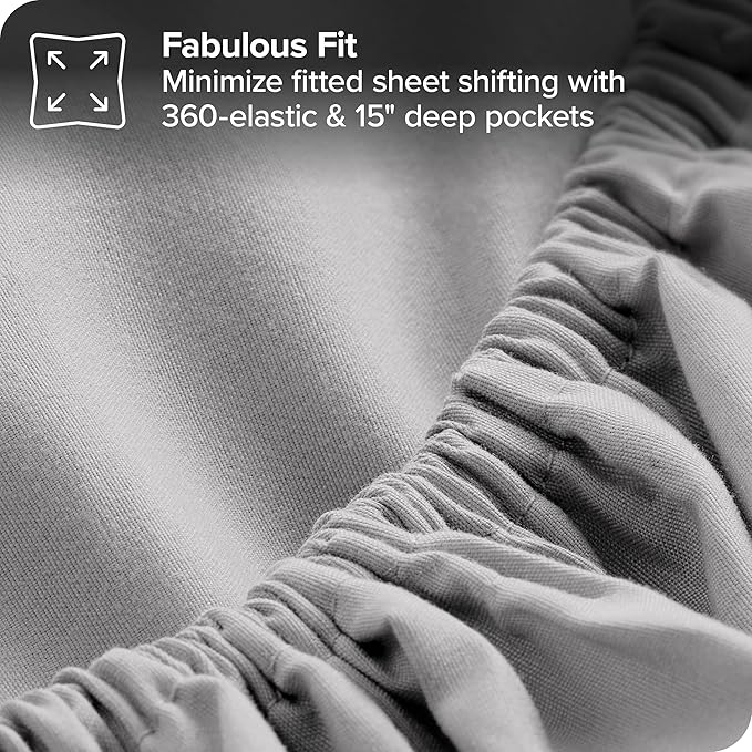 Bare Home Bed-in-A-Bag 7 Piece Comforter & Sheet Set - Queen - Goose Down Alternative - Ultra-Soft 1800 Premium - Bedding Set (Queen, Light Grey/Light Grey)
