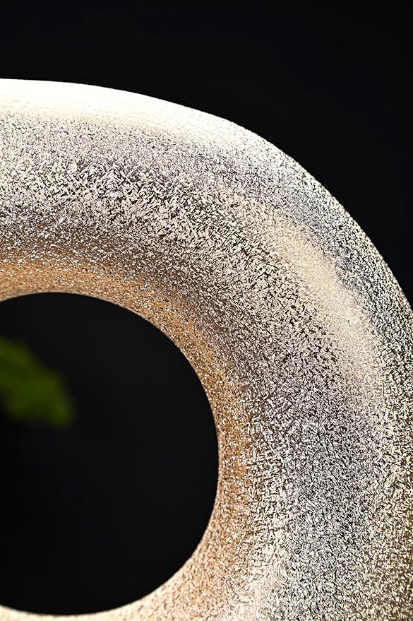 Set of 2 Donut Hollow Ceramic Vase Handmade Minimalist Boho ins Style, Modern Vase for Home Decor for Wedding Dinner Table Party Living Room Office Bedroom (Gold, Extra Large + Large)