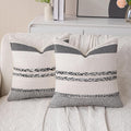 Boho Black Pillow Covers Pack of 2-18x18 Inch Decorative Farmhouse Accent Striped Boho Throw Pillows Neutral Coastal Textured Square Pillowcases for Couch Living Room Bed Sofa, Home Decor