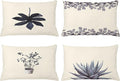 Ambesonne Botanical Throw Pillow Cushion Case Pack of 4, Minimalist Watercolor Painting Leaves Agave Branches Plant in a Pot, Modern Accent Double-Sided Printing, 20" x 12", Purpleblue and Dimgray