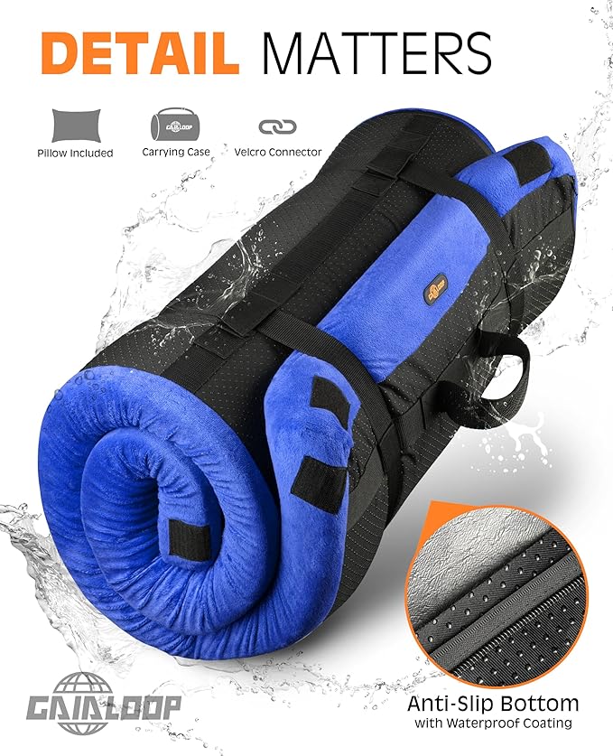 3 Inch GAIALOOP Thick Memory Foam Camping Mattress Sleeping Pad [Car/Tent/Cot] Glamping Portable Floor Mat Roll Up Futon Mattress for Guests Sleepover