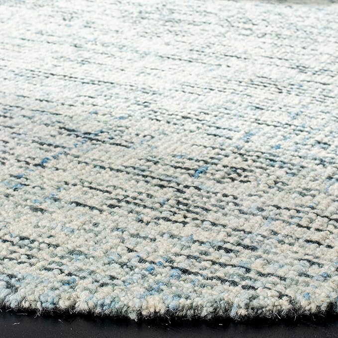 SAFAVIEH Abstract Collection 6' Round Blue / Charcoal ABT468B Handmade Premium Wool Area Rug